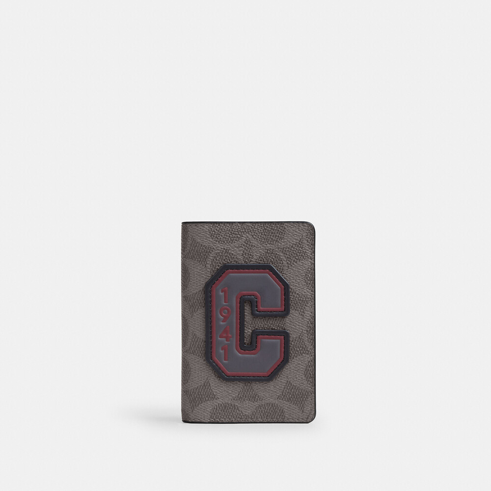 Coach Outlet Men's Id Card Wallet In Signature Canvas With Patches NWOT